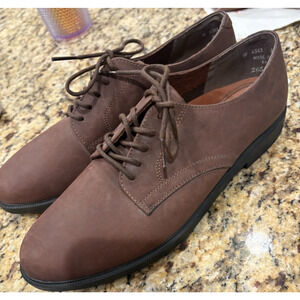 Rockport brown suede tie up ladies oxford Shoes Size 8